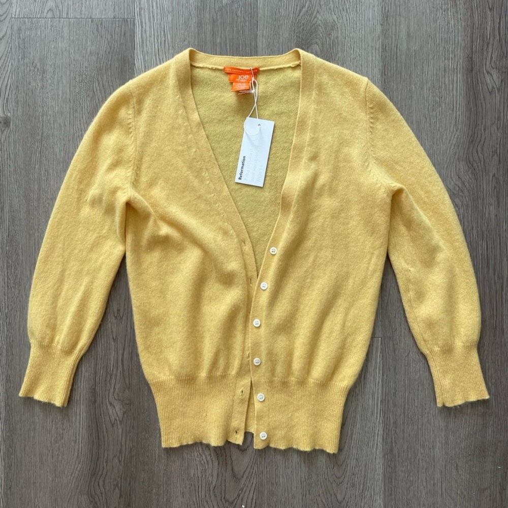 Reformation Vintage Butter Yellow Cashmere Cardigan XS
